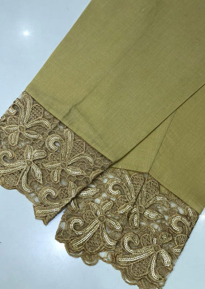 ZAT117 Gold Embroidered cotton trouser - Memsaab Online