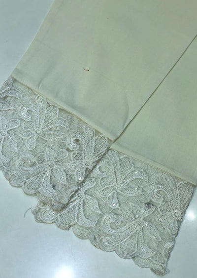 ZAT117 White Embroidered cotton trouser - Memsaab Online