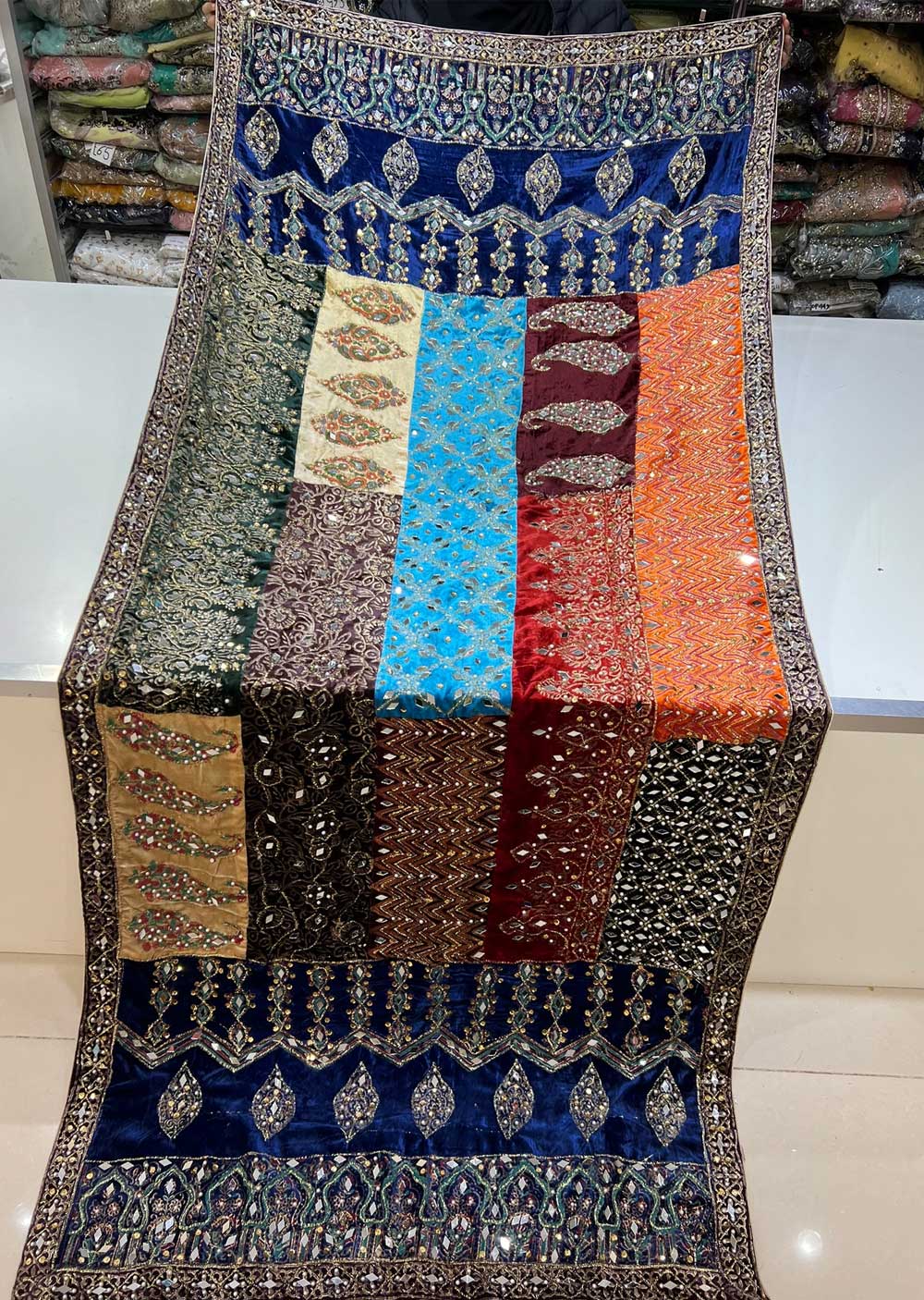 SRB611 Velvet Wedding Shawl by Sehrish B - Memsaab Online