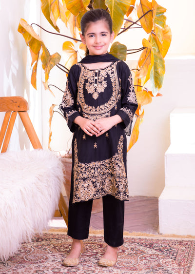 HK126 Habiba Black Readymade Mother & Daughter Suit - Memsaab Online