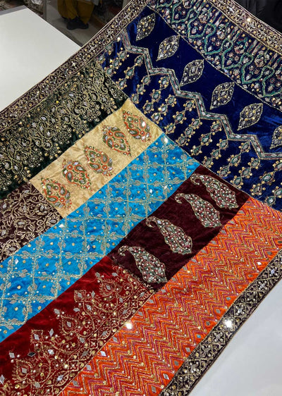 SRB611 Velvet Wedding Shawl by Sehrish B - Memsaab Online