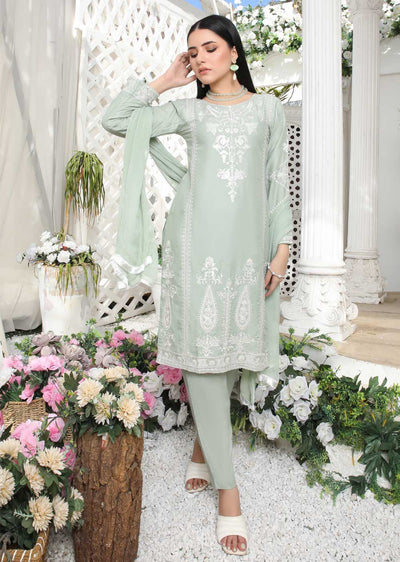 HK156 Lazza - Readymade Green Linen Suit - Memsaab Online