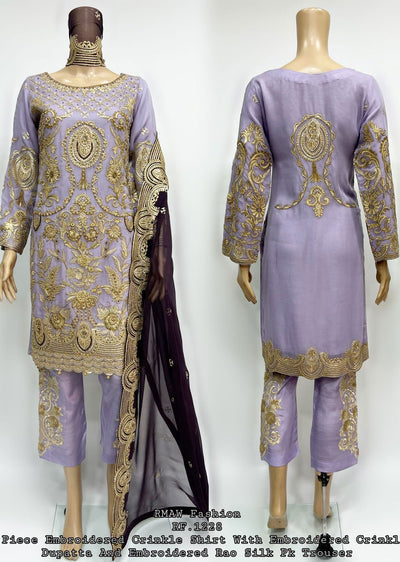 RMW-1228 Lilac Chiffon Suit - Memsaab Online