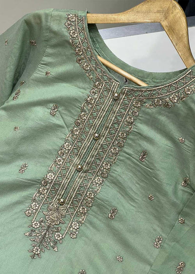 KLD126 Mint Readymade Winter Cotton Net Suit - Memsaab Online