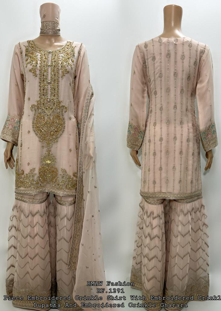 RMW1291 Pink Readymade Shararah Suit - Memsaab Online
