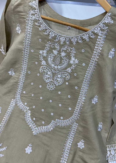 KLD129 Gold Readymade Winter Cotton Net Suit - Memsaab Online