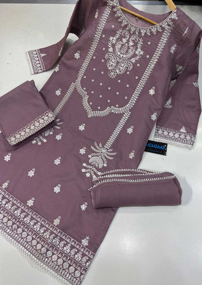 KLD129 Lilac Readymade Winter Cotton Net Suit - Memsaab Online