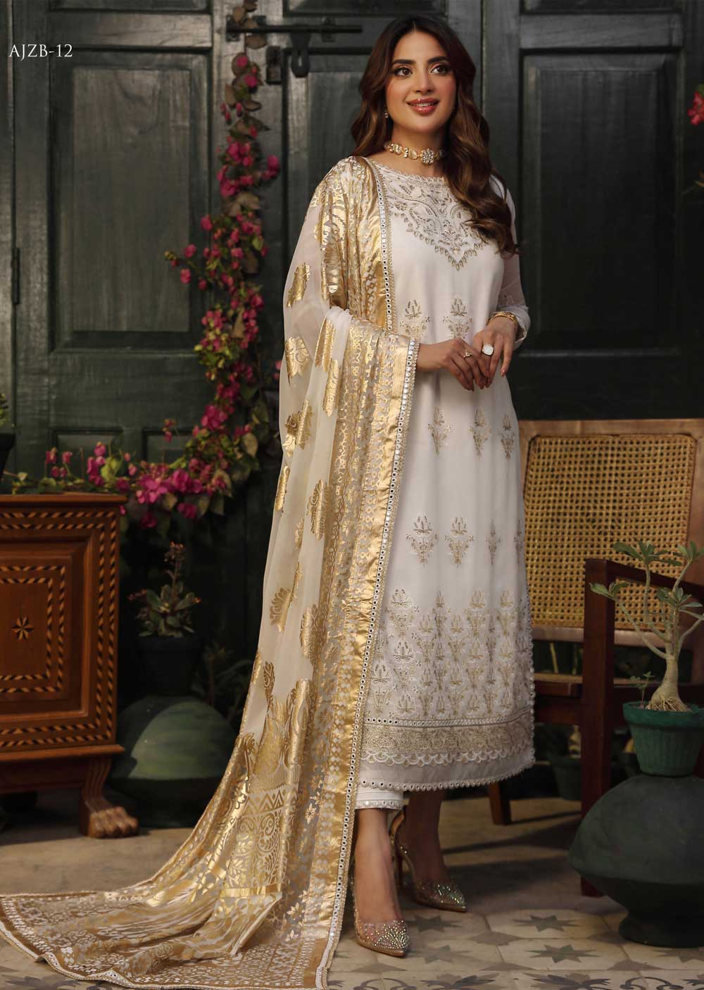 AJZB-12 - Unstitched - Zarq Barq Collection by Asim Jofa 2023 - Memsaab Online