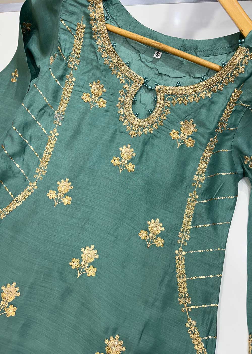 KLD132 Sea Green Readymade Linen Suit - Memsaab Online