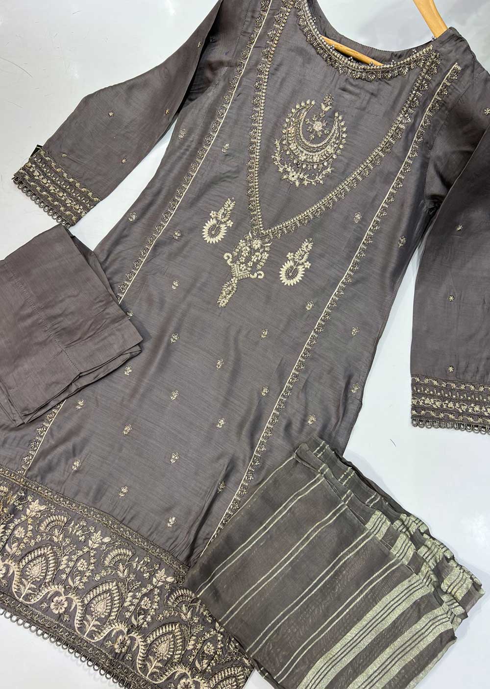 KLD133 Black Readymade Linen Suit - Memsaab Online