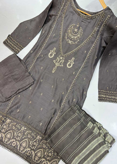 KLD133 Black Readymade Linen Suit - Memsaab Online