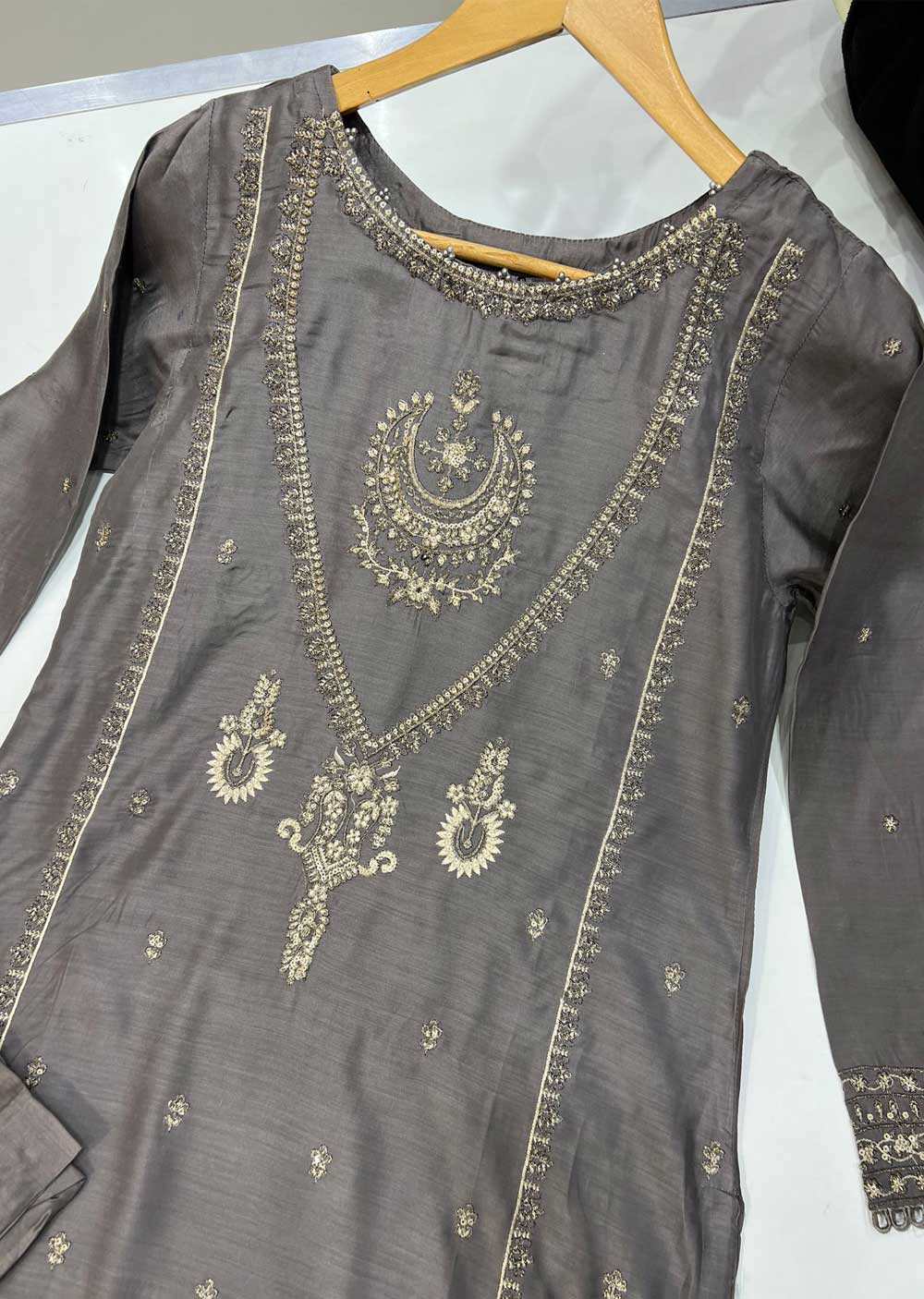KLD133 Black Readymade Linen Suit - Memsaab Online