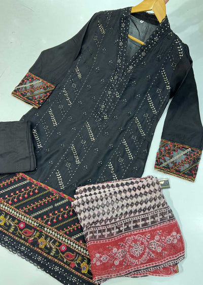 KLD136 Black Readymade Linen Suit - Memsaab Online
