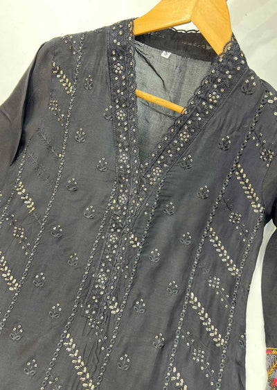 KLD136 Black Readymade Linen Suit - Memsaab Online