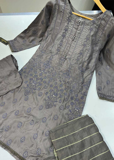 KLD137 Grey Readymade Linen Suit - Memsaab Online