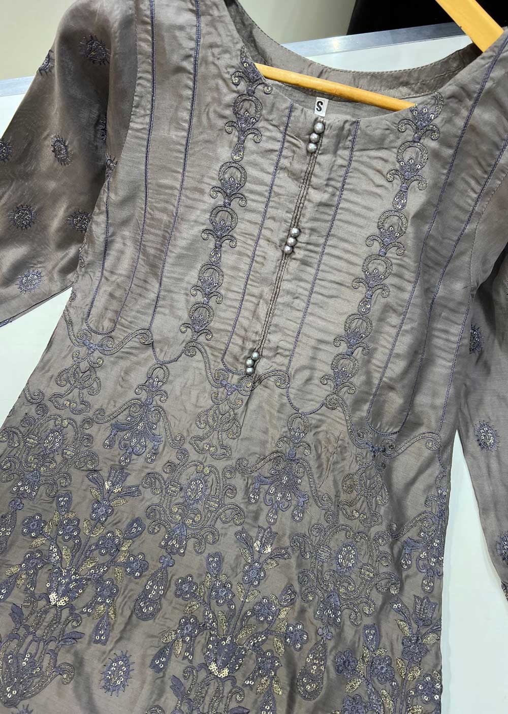 KLD137 Grey Readymade Linen Suit - Memsaab Online