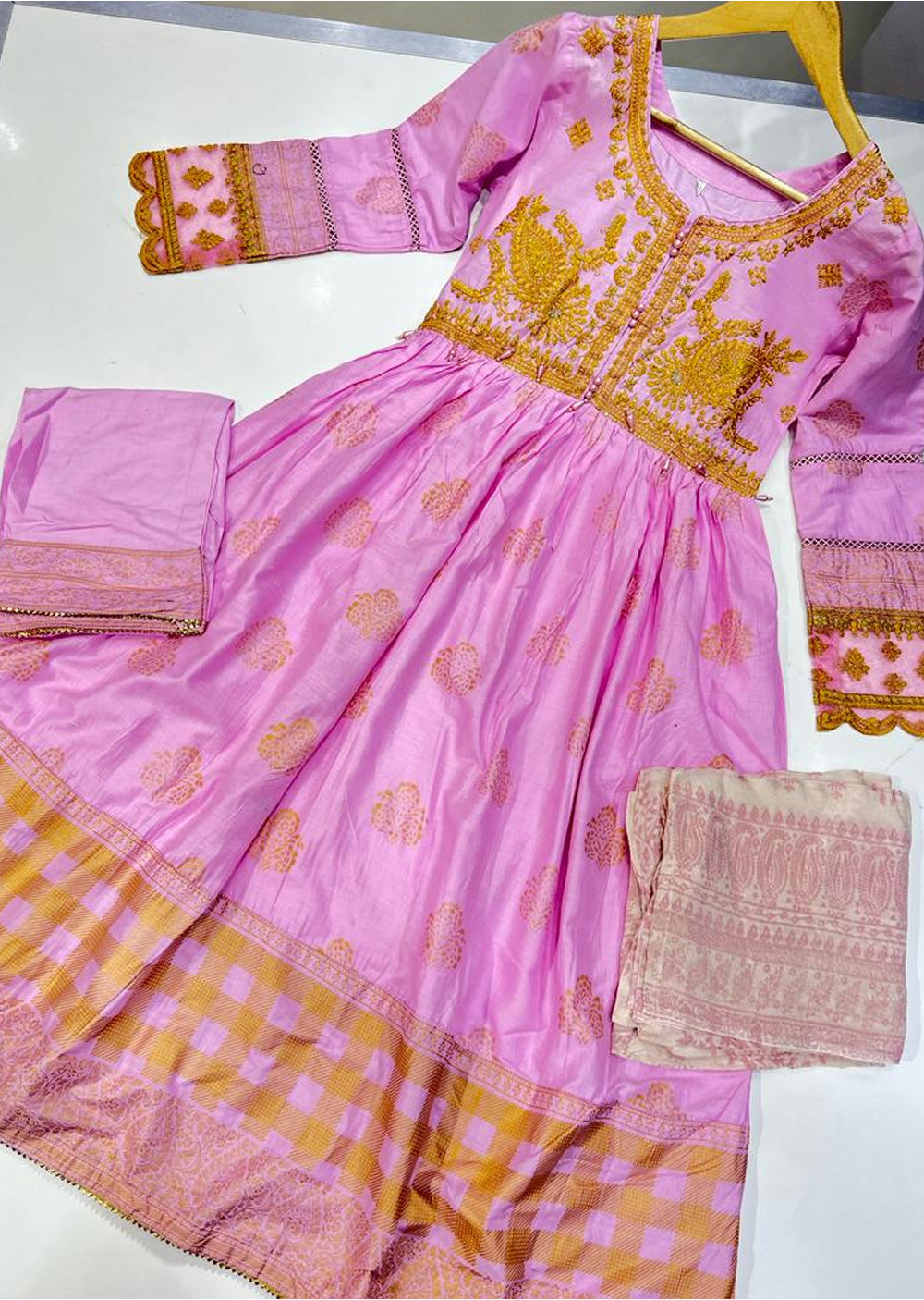 KLD138 Pink Readymade Linen Suit - Memsaab Online