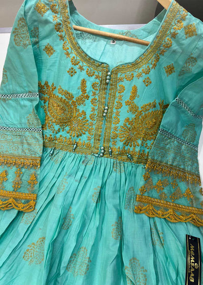 KLD138 Turquoise Readymade Linen Suit - Memsaab Online