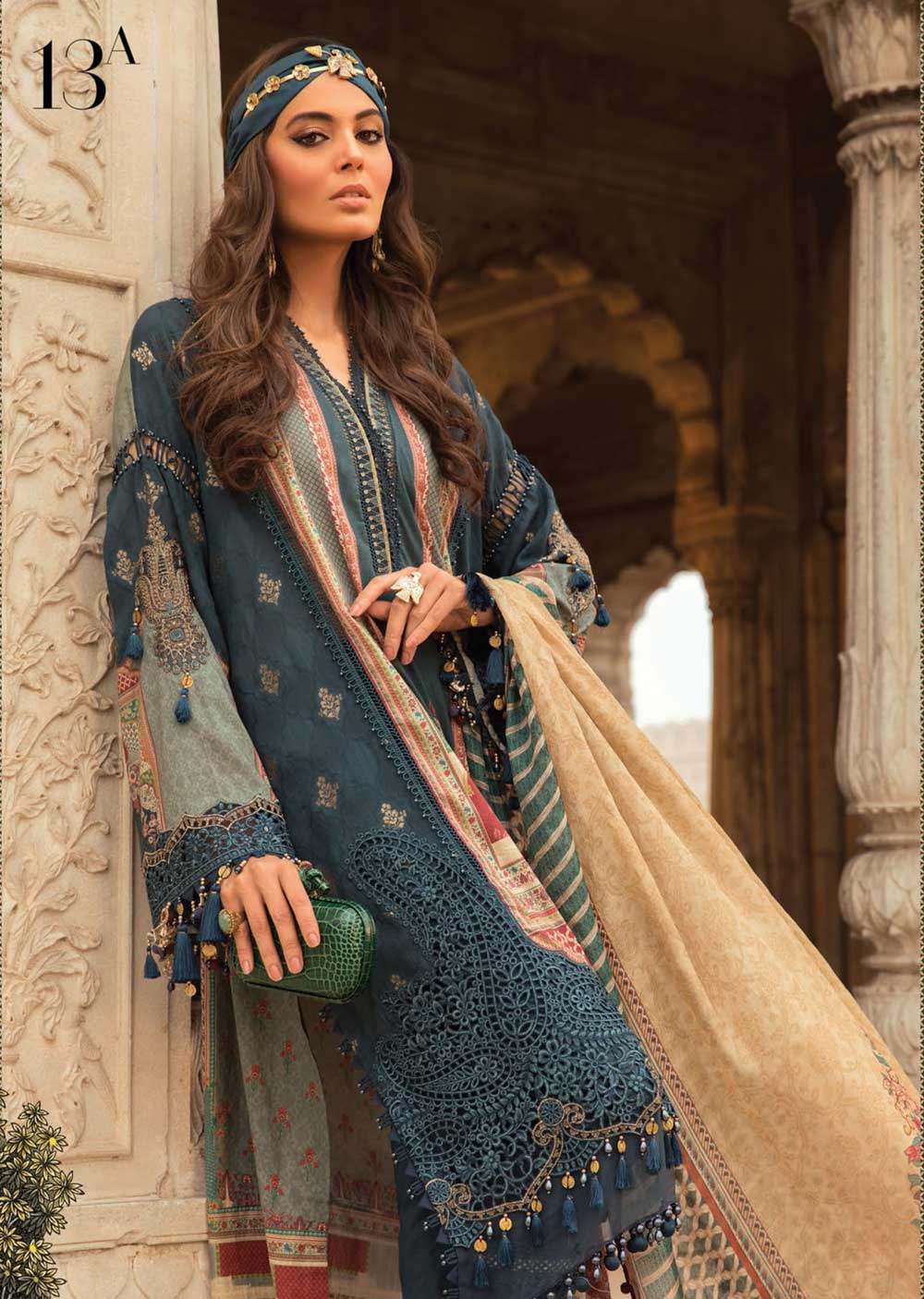 MAB-13-A - Unstitched - Maria.B Luxe Lawn Main Teri Aan Collection 2022 - Memsaab Online