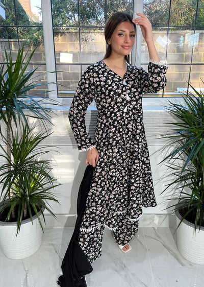 RGZ804 Black Winter Linen Suit - Memsaab Online