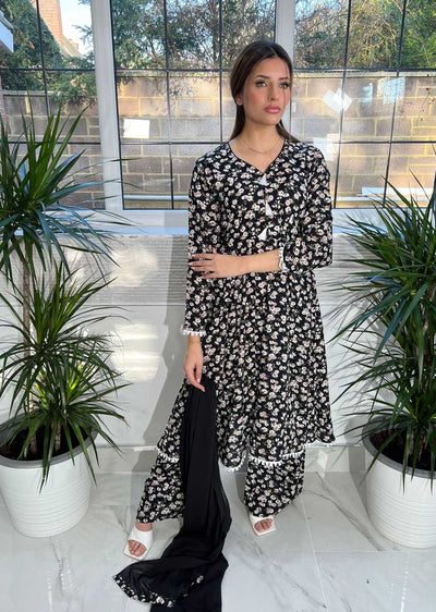 RGZ804 Black Winter Linen Suit - Memsaab Online