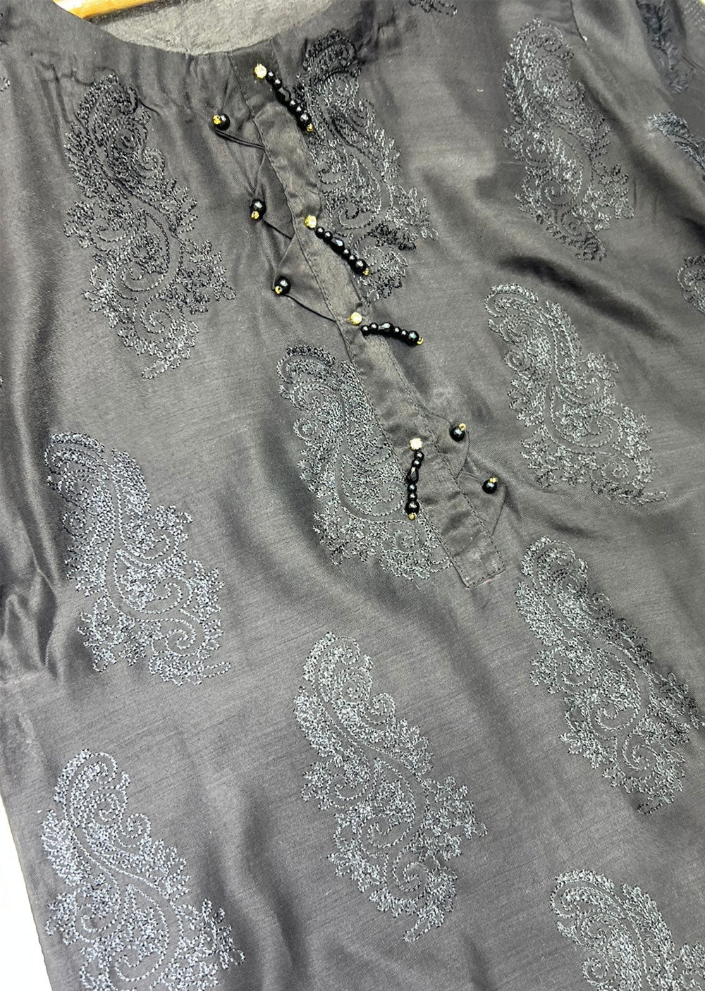 KLD140 Black Readymade Linen Suit - Memsaab Online
