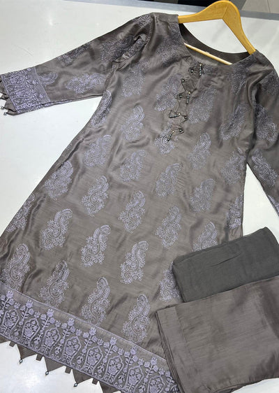 KLD140 Grey Readymade Linen Suit - Memsaab Online