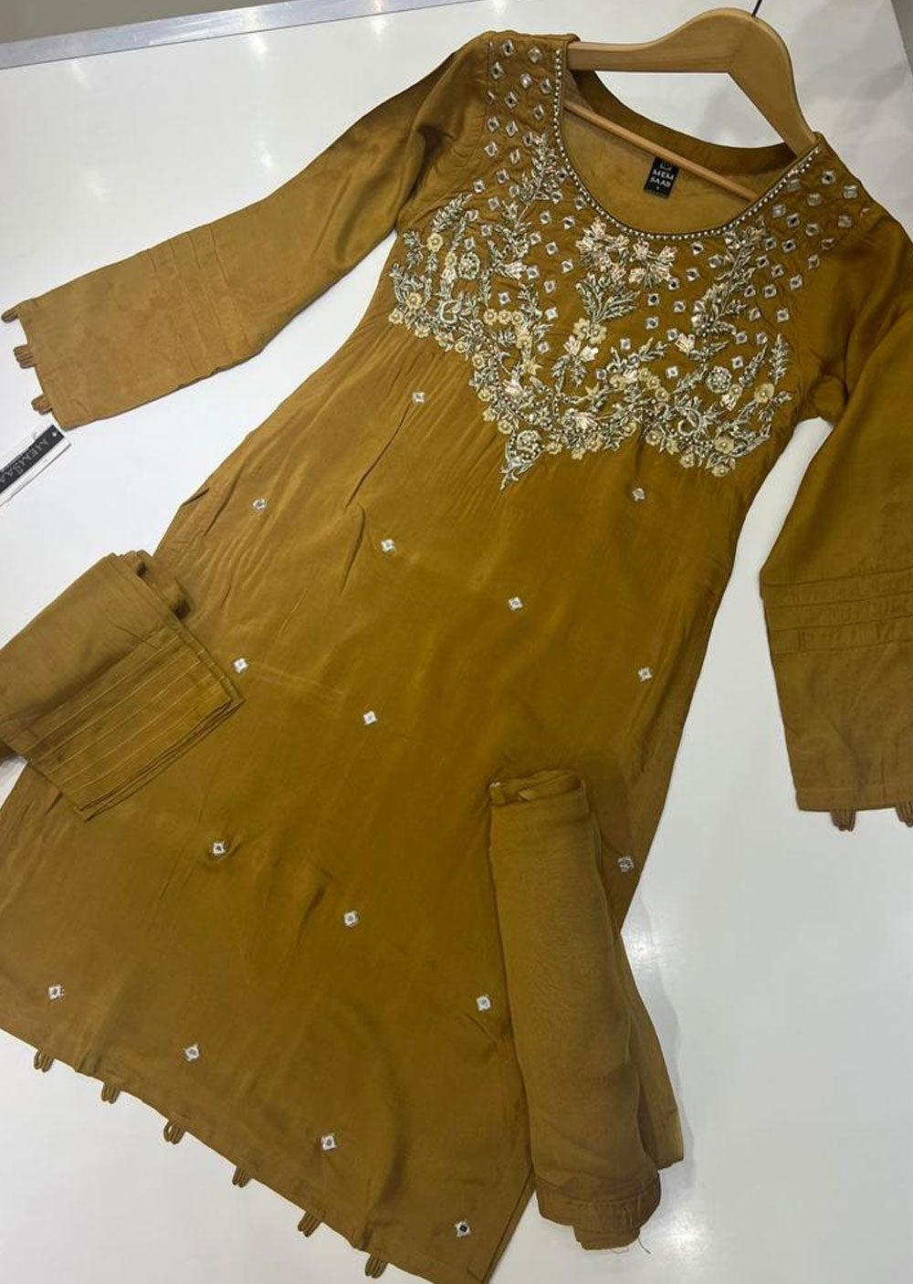 ZN1452 - Brown Readymade Cotton Silk Suit - Memsaab Online