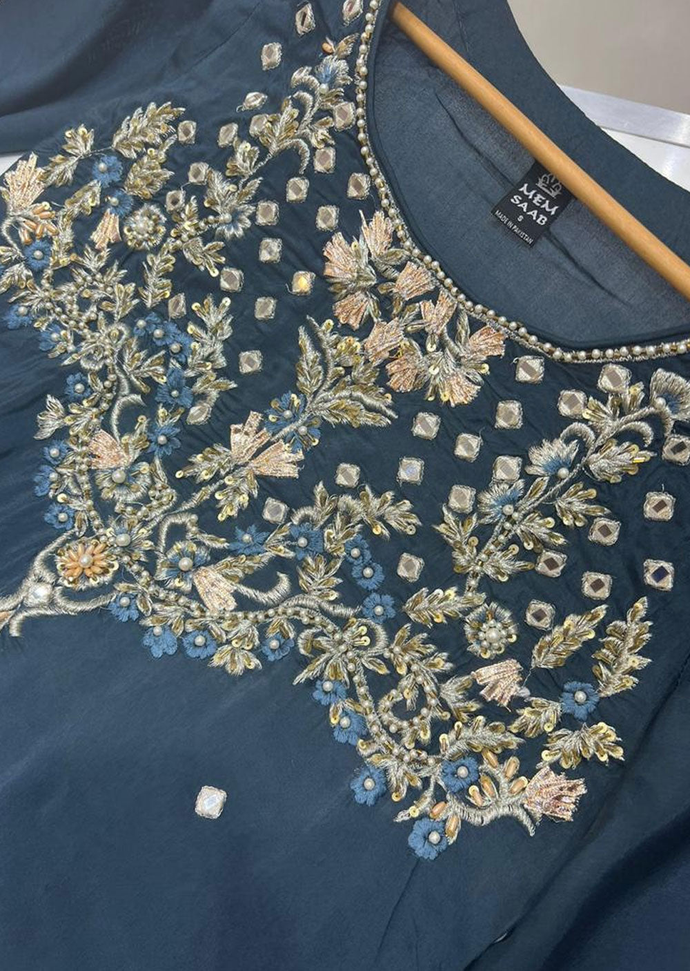 ZN1452 - Teal Readymade Cotton Silk Suit - Memsaab Online