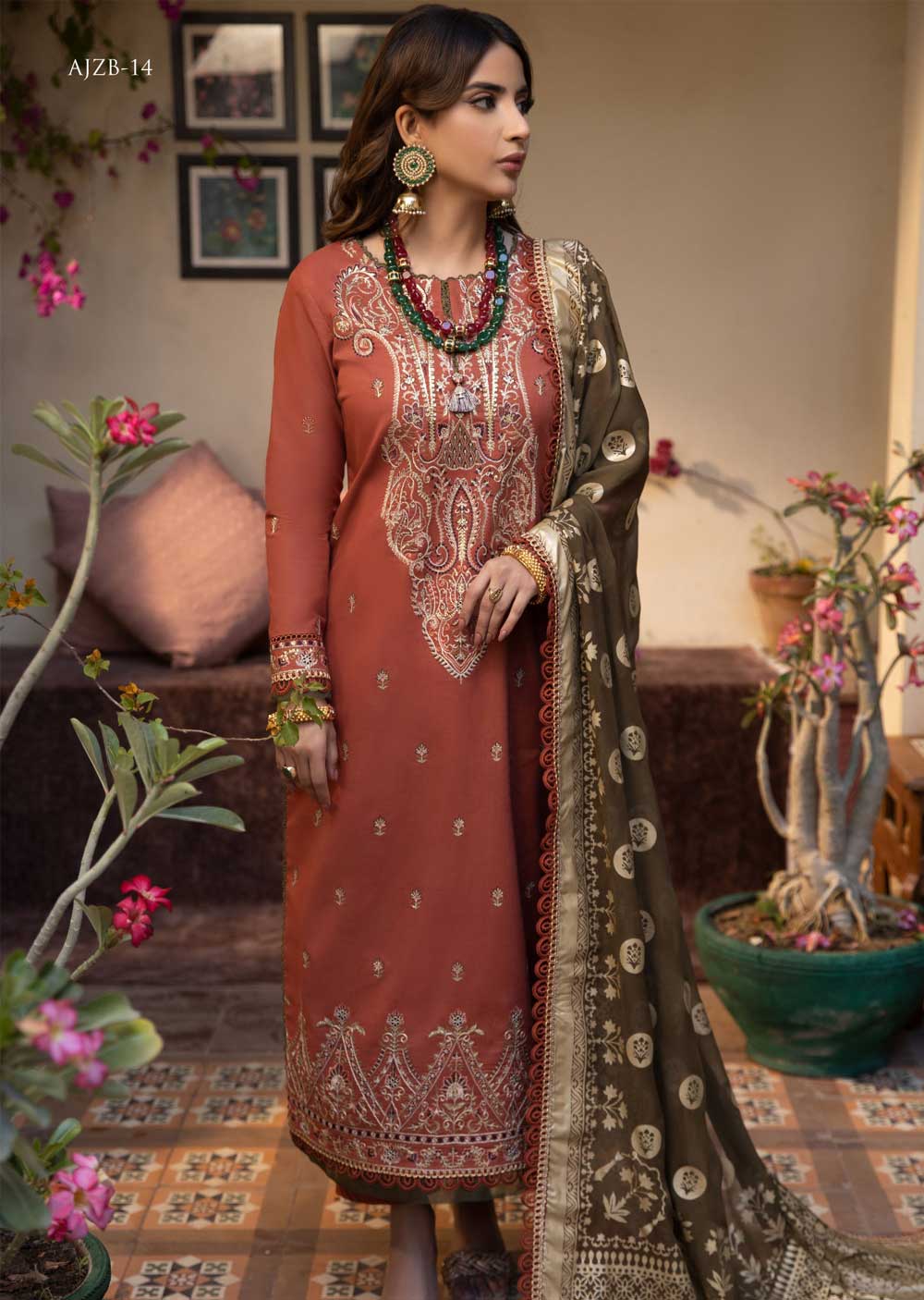 AJZB-14 - Unstitched - Zarq Barq Collection by Asim Jofa 2023 - Memsaab Online