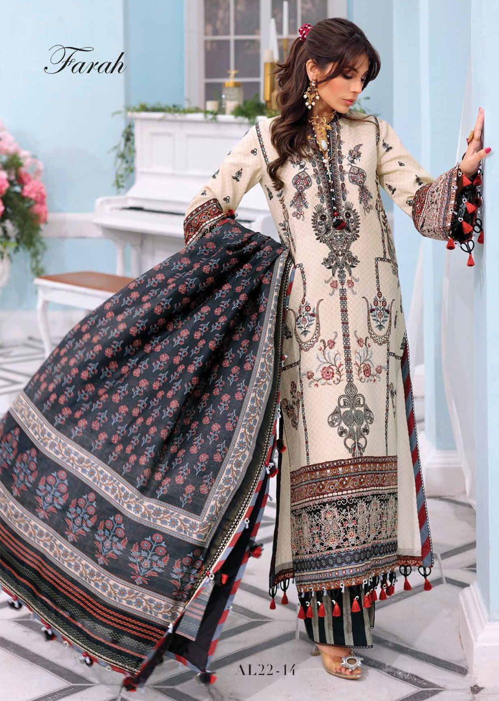 AL22-14 - Unstitched - Afsana Luxury Lawn Collection by Anaya Chaudhry - Memsaab Online
