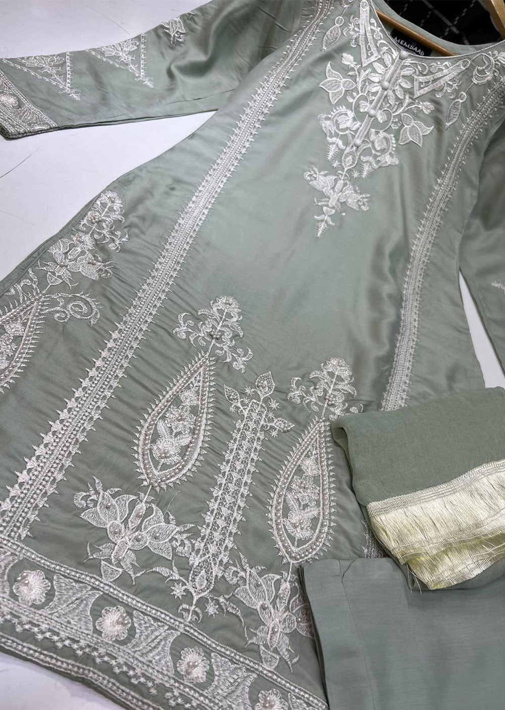 HK156 Lazza - Readymade Green Linen Suit - Memsaab Online