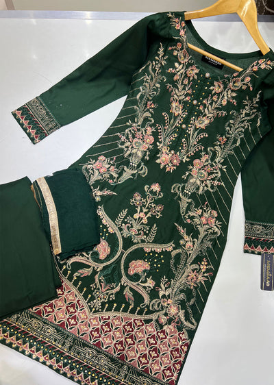 HK159 Pahar - Readymade Green Linen Suit - Memsaab Online