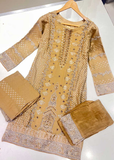 PS1679 Gold Readymade Chiffon Suit - Memsaab Online