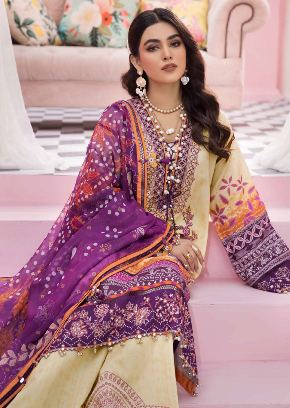 VL22-16 - Unstitched - Viva Lawn Collection 2021 - Anaya by Kiran Chaudhry - Memsaab Online