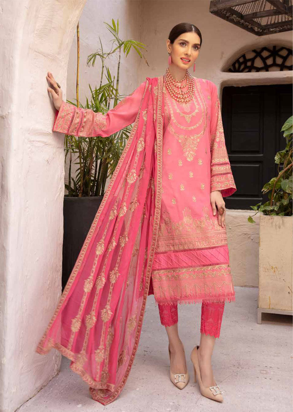 JH-172 - Unstitched - Pinks Collection By Johra 2022 - Memsaab Online