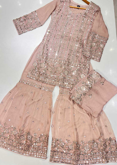ZN1761 Pink Readymade Fancy Chiffon Suit - Memsaab Online