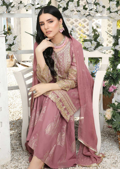 HK181 Bekhud Readymade Pink Linen Mother & Daughter Suit - Memsaab Online