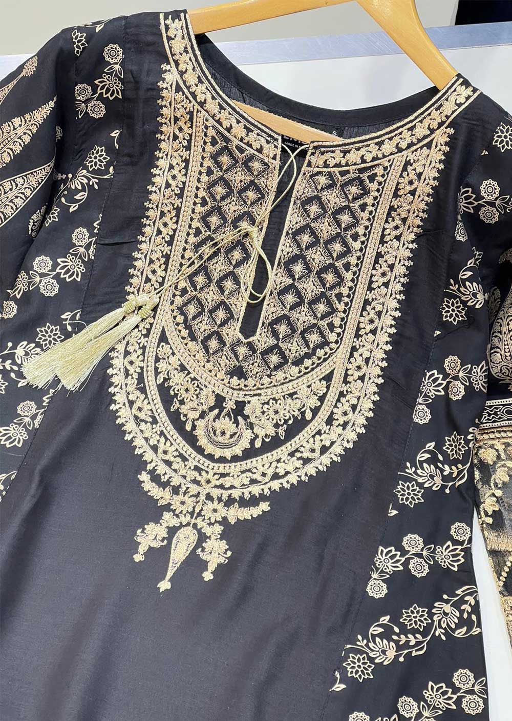 HK181 Bekhud Readymade Black Linen Mother & Daughter Suit - Memsaab Online