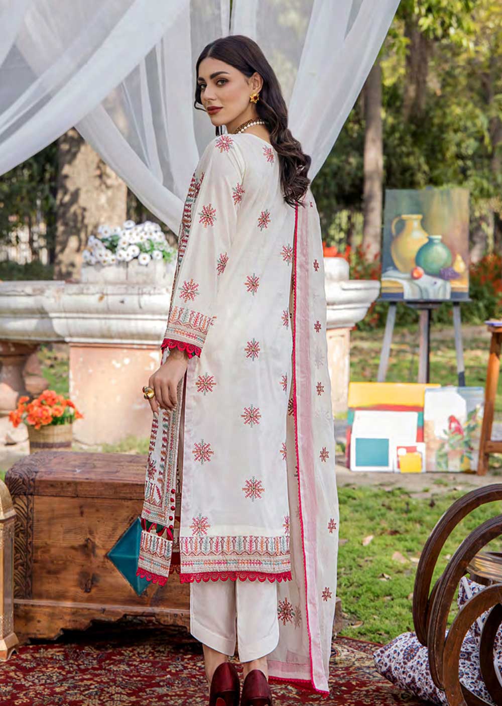 EAA-518 - Unstitched - Eshaisha Festive Lawn Embroidered Collection 2023 - Memsaab Online