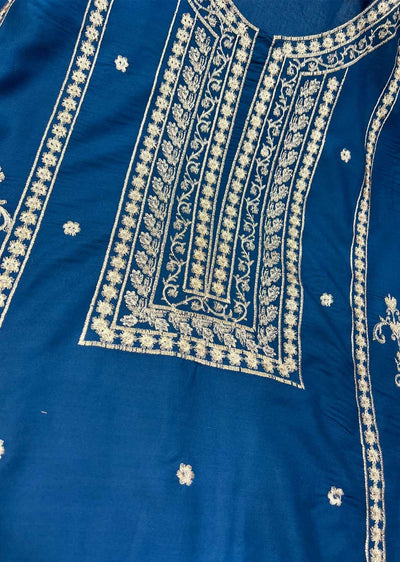 HK191 Maheer Readymade Teal Linen Suit - Memsaab Online