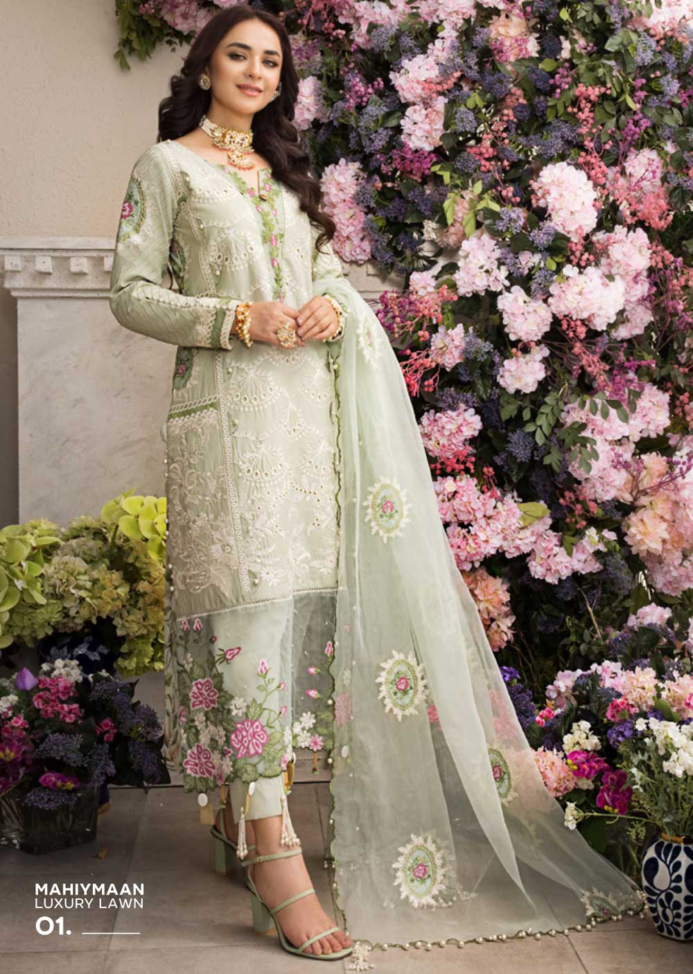 MHA-01-R - Readymade - Mahiymaan Luxury Lawn 2023 - Memsaab Online