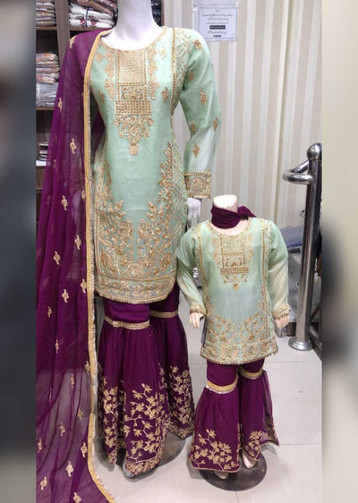 TZ-04-A - Readymade - Mother & Daughter Chiffon Suit by Sha Zaib 2023 - Memsaab Online