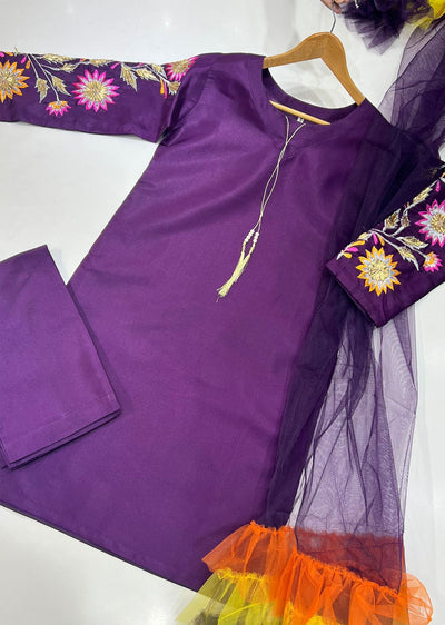 DX6228 Readymade Purple Silk Suit - Memsaab Online