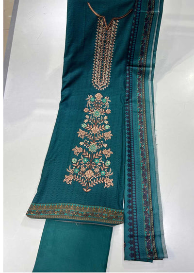 SHN204 Unstitched Embroidered Dhanak Suit - Memsaab Online