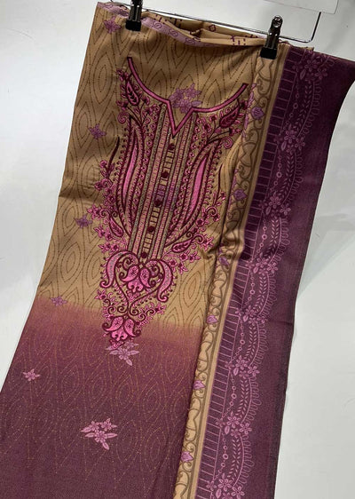 SHN206 Unstitched Embroidered Dhanak Suit - Memsaab Online
