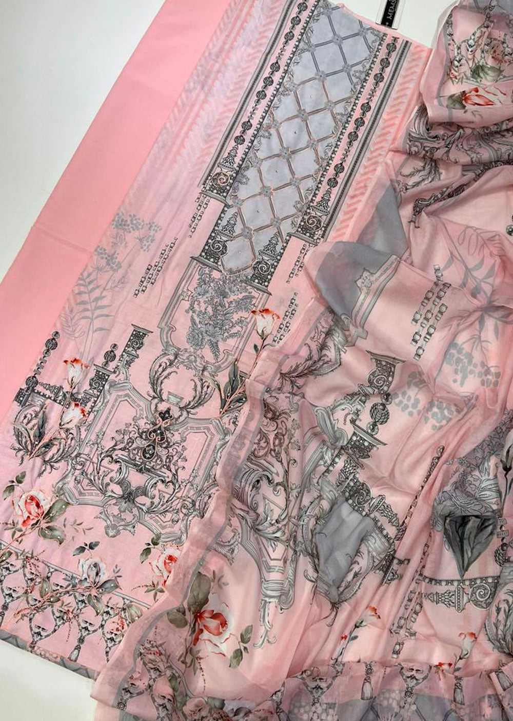 D206 - Pink Unstitched Cotton Suit - Memsaab Online