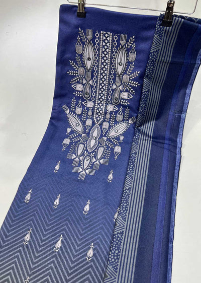 SHN209 Unstitched Embroidered Dhanak Suit - Memsaab Online