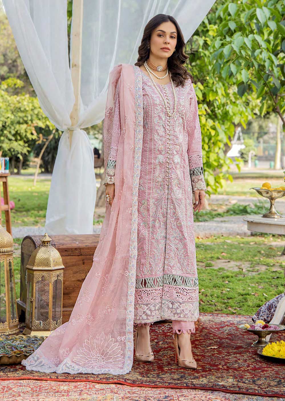 EAA-520 - Unstitched - Eshaisha Festive Lawn Embroidered Collection 2023 - Memsaab Online