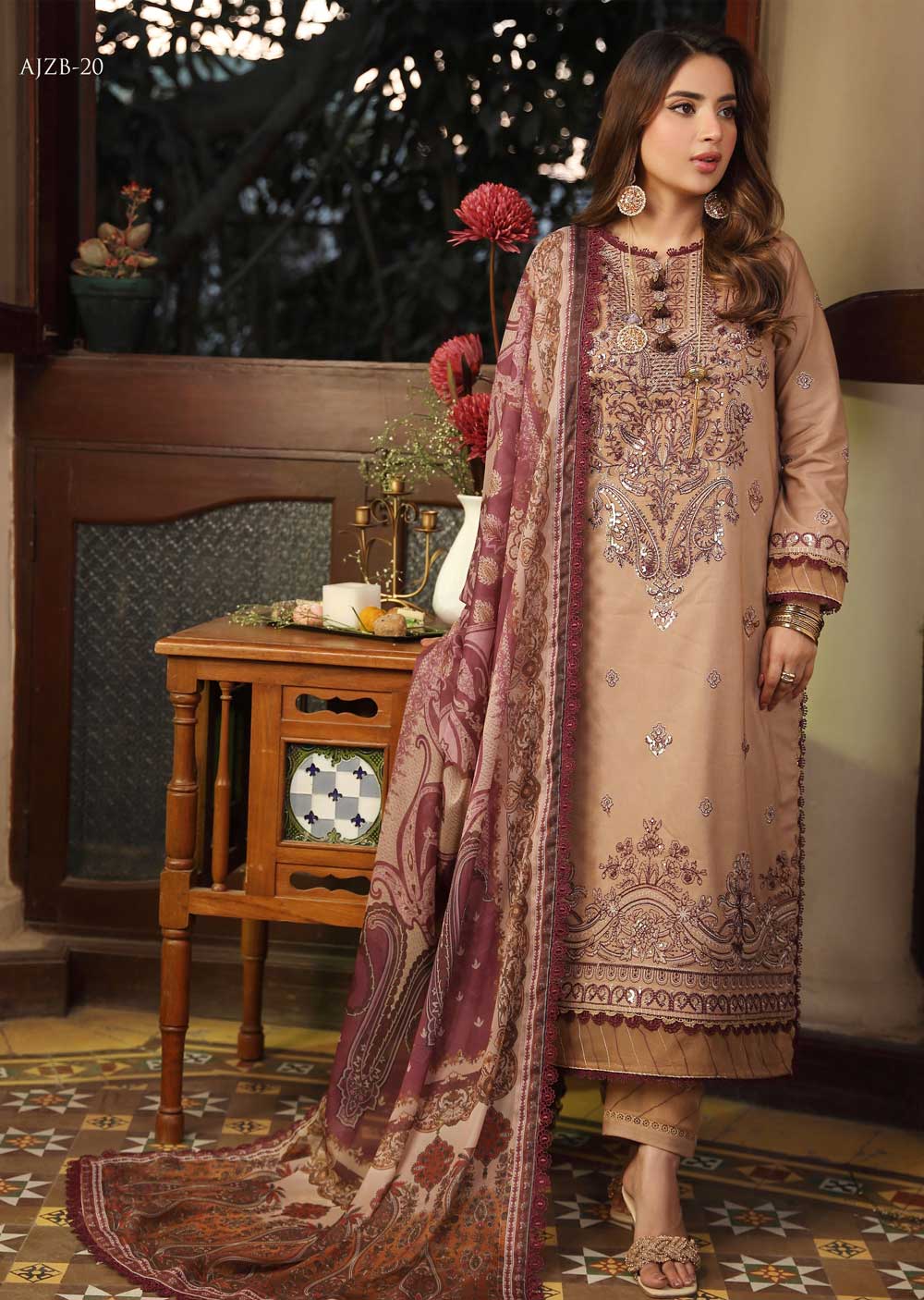 AJZB-20 - Unstitched - Zarq Barq Collection by Asim Jofa 2023 - Memsaab Online